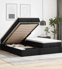 Ottoman-Bett mit Matratzen Schwarz 160x200 cm Kunstleder