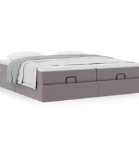 Ottoman-Bett mit Matratzen Grau 160x200 cm Kunstleder