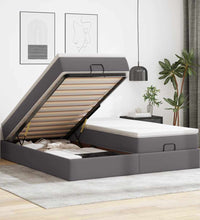 Ottoman-Bett mit Matratzen Grau 160x200 cm Kunstleder