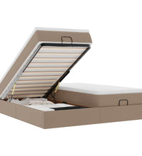 Ottoman-Bett mit Matratzen Cappuccino 160x200cm Kunstleder