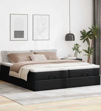 Ottoman-Bett mit Matratzen Schwarz 180x200 cm Kunstleder