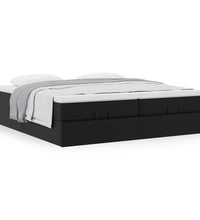 Ottoman-Bett mit Matratzen Schwarz 180x200 cm Kunstleder