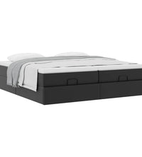 Ottoman-Bett mit Matratzen Schwarz 180x200 cm Kunstleder