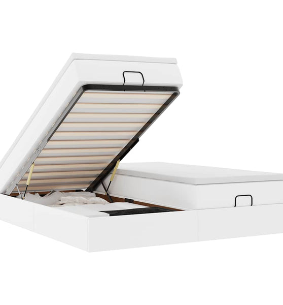 Ottoman-Bett mit Matratzen Weiß 180x200 cm Kunstleder