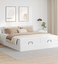 Ottoman-Bett mit Matratzen Weiß 180x200 cm Kunstleder