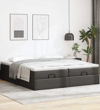 Ottoman-Bett mit Matratzen Schwarz 200x200 cm Kunstleder