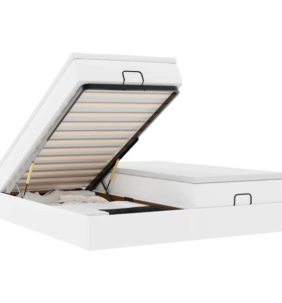 Ottoman-Bett mit Matratzen Weiß 200x200 cm Kunstleder