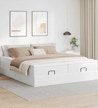 Ottoman-Bett mit Matratzen Weiß 200x200 cm Kunstleder
