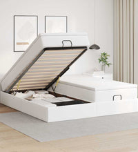 Ottoman-Bett mit Matratzen Weiß 200x200 cm Kunstleder