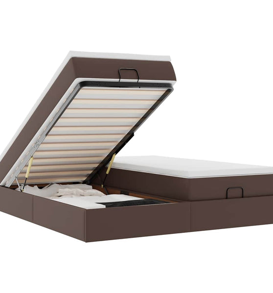 Ottoman-Bett mit Matratzen Braun 200x200 cm Kunstleder