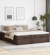 Ottoman-Bett mit Matratzen Braun 200x200 cm Kunstleder