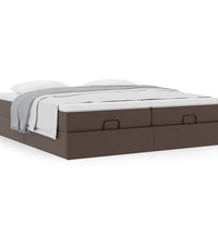 Ottoman-Bett mit Matratzen Braun 200x200 cm Kunstleder