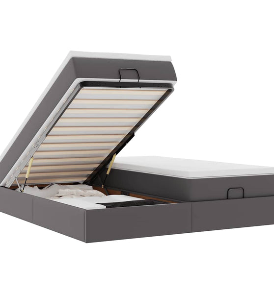 Ottoman-Bett mit Matratzen Grau 200x200 cm Kunstleder