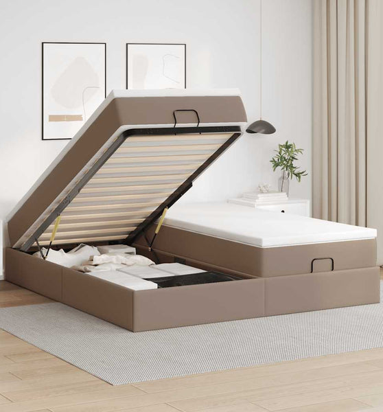 Ottoman-Bett mit Matratzen Cappuccino 200x200cm Kunstleder