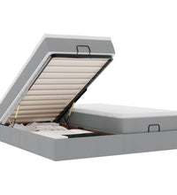 Ottoman-Bett mit Matratzen Hellgrau 160x200 cm Stoff