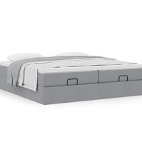 Ottoman-Bett mit Matratzen Hellgrau 160x200 cm Stoff
