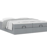 Ottoman-Bett mit Matratzen Hellgrau 160x200 cm Stoff
