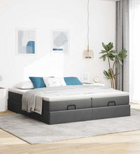 Ottoman-Bett mit Matratzen Dunkelgrau 160x200 cm Stoff