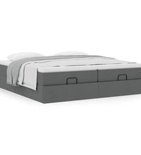 Ottoman-Bett mit Matratzen Dunkelgrau 160x200 cm Stoff