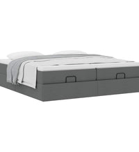 Ottoman-Bett mit Matratzen Dunkelgrau 160x200 cm Stoff