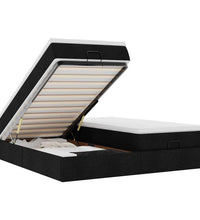 Ottoman-Bett mit Matratzen Schwarz 160x200 cm Stoff