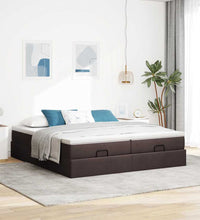 Ottoman-Bett mit Matratzen Dunkelbraun 160x200 cm Stoff