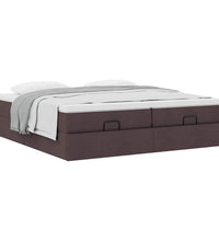 Ottoman-Bett mit Matratzen Dunkelbraun 160x200 cm Stoff