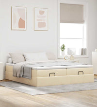 Ottoman-Bett mit Matratzen Creme 160x200 cm Stoff