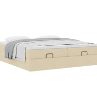 Ottoman-Bett mit Matratzen Creme 160x200 cm Stoff