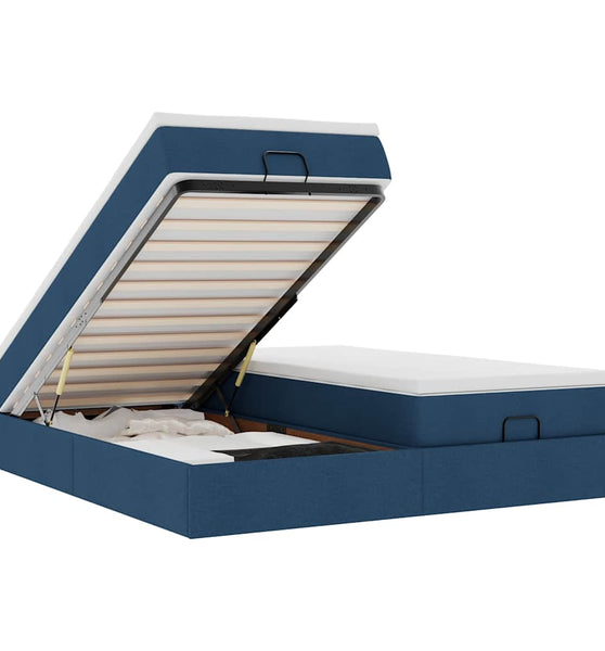 Ottoman-Bett mit Matratzen Blau 160x200 cm Stoff