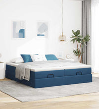 Ottoman-Bett mit Matratzen Blau 160x200 cm Stoff