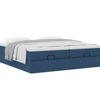 Ottoman-Bett mit Matratzen Blau 160x200 cm Stoff