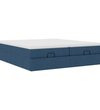 Ottoman-Bett mit Matratzen Blau 160x200 cm Stoff