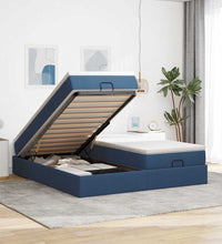 Ottoman-Bett mit Matratzen Blau 160x200 cm Stoff