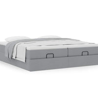 Ottoman-Bett mit Matratzen Hellgrau 180x200 cm Stoff