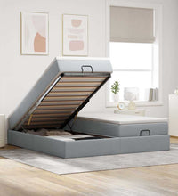 Ottoman-Bett mit Matratzen Hellgrau 180x200 cm Stoff