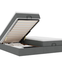 Ottoman-Bett mit Matratzen Dunkelgrau 180x200 cm Stoff