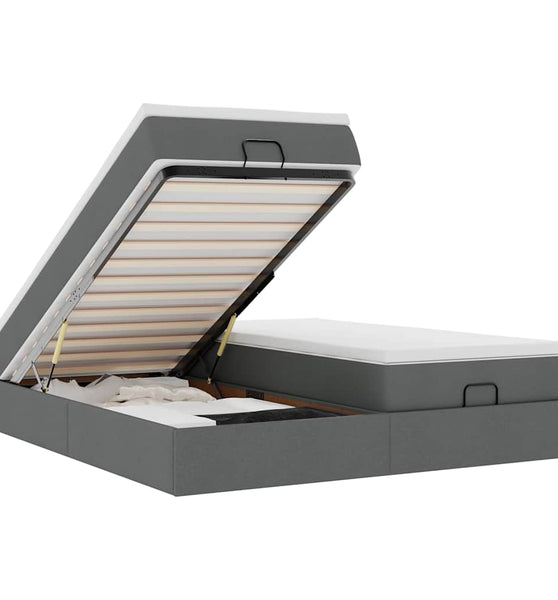 Ottoman-Bett mit Matratzen Dunkelgrau 180x200 cm Stoff