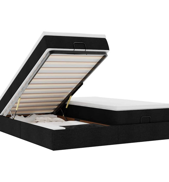 Ottoman-Bett mit Matratzen Schwarz 180x200 cm Stoff