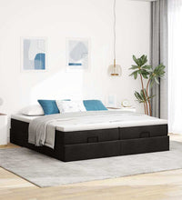 Ottoman-Bett mit Matratzen Schwarz 180x200 cm Stoff
