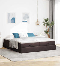 Ottoman-Bett mit Matratzen Dunkelbraun 180x200 cm Stoff