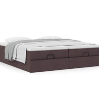 Ottoman-Bett mit Matratzen Dunkelbraun 180x200 cm Stoff
