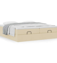 Ottoman-Bett mit Matratzen Creme 180x200 cm Stoff