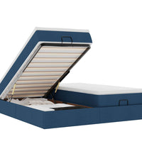 Ottoman-Bett mit Matratzen Blau 180x200 cm Stoff