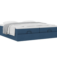 Ottoman-Bett mit Matratzen Blau 180x200 cm Stoff