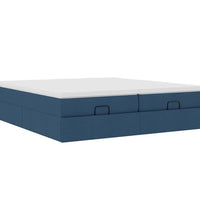 Ottoman-Bett mit Matratzen Blau 180x200 cm Stoff