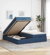 Ottoman-Bett mit Matratzen Blau 180x200 cm Stoff