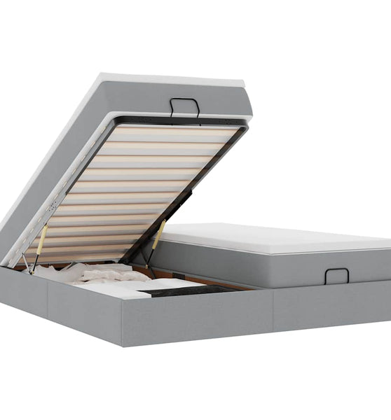Ottoman-Bett mit Matratzen Hellgrau 200x200 cm Stoff