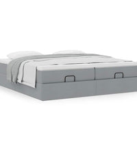 Ottoman-Bett mit Matratzen Hellgrau 200x200 cm Stoff