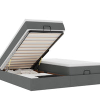 Ottoman-Bett mit Matratzen Dunkelgrau 200x200 cm Stoff